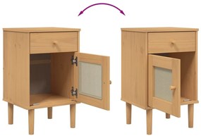 Mesa de cabeceira SENJA 40x35x65 cm pinho maciço castanho