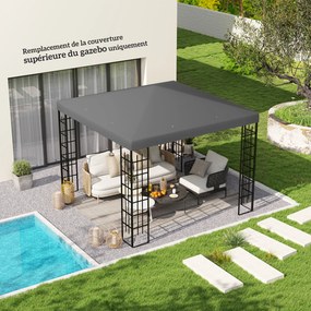 Lona de substituição para tenda (NÃO INCLUIDA), com orifícios de drenagem e proteção solar UPF30+, 3 x 3 m, cinzento escuro