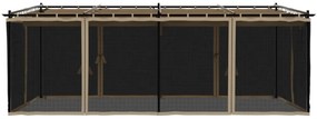Gazebo com paredes de malha 6x3 m aço cinzento-acastanhado