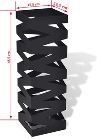 Suporte guarda-chuvas/de armazenamento quadrado preto aço 48,5 cm