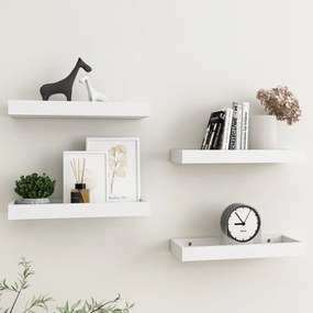 vidaXL Prateleiras de parede Loggia 4 pcs MDF 40x15x4 cm branco