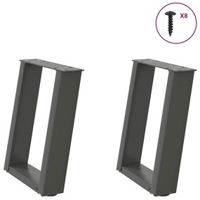 Pés para mesa de centro em formato de U, 2 peças, antracite, 28x(42-43