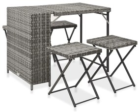 47442 vidaXL Conjunto de jantar dobrável p/ ext. 5 pcs vime PE cinzento