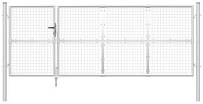 Portão de rede para jardim 350x175 cm aço galvanizado prateado