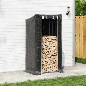 Rack de lenha com tampa de chuva 100x80x200 cm aço galvanizado