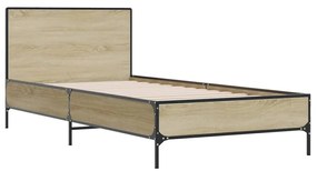 Estrutura de cama derivados de madeira e metal carvalho sonoma