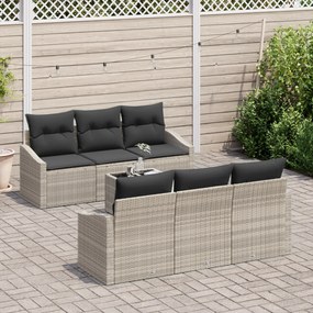Conjunto de Sofá para Jardim de 7 Peças com Almofadas Cinzento-claro d