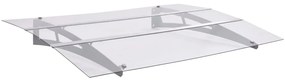 144828 vidaXL Toldo para porta 120x90cm policarbonato prateado e transparente