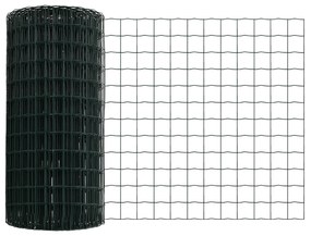 Cerca Euro com 13 Postes 0.6x25 m Aço Galvanizado Verde