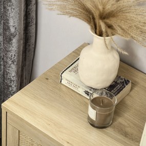 HOMCOM Cómoda com 4 Gavetas de Vime Cómoda de Madeira para Dormitório Sala de Estar Estilo Boêmio 60x38x88,5 cm Madeira