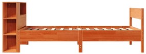 Cama com estante sem colchão 90x200cm pinho maciço castanho-mel