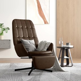 3097718 vidaXL Cadeira de descanso + apoio couro artificial castanho brilhante
