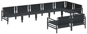 Conjunto de Sofá de Jardim 8 pcs Cinzento-escuro Aço