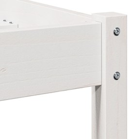 Cama com Cabeceira vidaXL Branca 140x220 cm Madeira Sólida Pinus