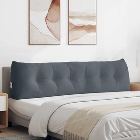 vidaXL Travesseiro para Costas Cinza Escuro 180 x 24 x 50 cm Veludo
