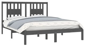 Estrutura de cama king 150x200 cm madeira maciça cinza
