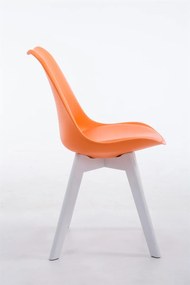 Cadeira de cozinha e sala de jantar Borneo V2 em couro sintético com estrutura branca 48 x 84 x 41,5 cm Laranja