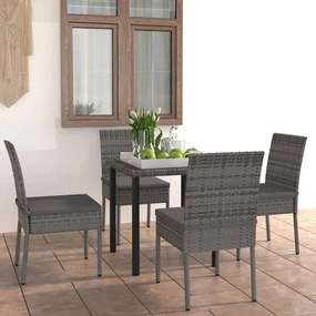 vidaXL 5 pcs conjunto de jantar para jardim vime PE cinzento