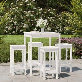 vidaXL 5 pcs conjunto de bar para jardim pinho maciço branco
