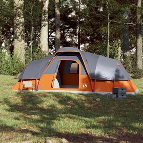 Tenda familiar cúpula para 11 pessoas impermeável cinza/laranja