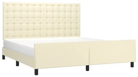 Estrutura de cama c/ cabeceira couro artificial 160x200cm creme