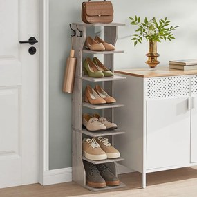 Sapateira estreita para sapatos com 7 níveis 30 x 26,4 x 110,4 cm em cinza mesclado