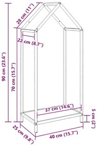 Suporte para lenha 40x25x90 cm aço laminado a frio branco
