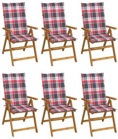 vidaXL Cadeiras de jardim dobráveis c/ almofadões 6 pcs acácia maciça