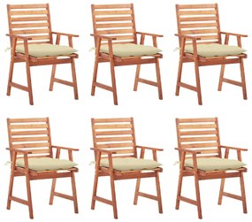 vidaXL Cadeiras de jantar p/ jardim 6 pcs c/ almofadões acácia maciça