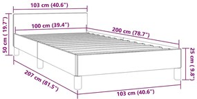 Estrutura de cama sem colchão 100x200 cm veludo azul-escuro
