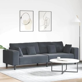 vidaXL Sofá de Veludo com almofada com travesseiro Cinza Escuro 208 cm Veludo