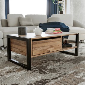 Mesa de Centro Haldizen – Pinho Atlântico e Preto – 105x40x55 cm