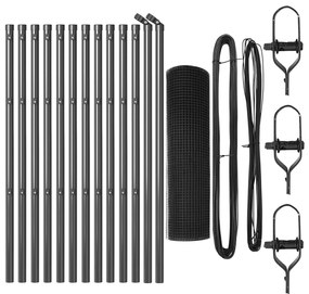Conjunto de Poste de Cerca Conjunto de 2 Cinza Metal 25 x 0.5 m
