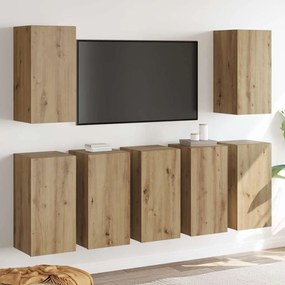 vidaXL Conjunto de móvel de TV com prateleira 7 pcs carvalho artisiano
