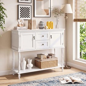 Mesa de Consola Vintage, 100 x 36 x 86,5 cm, Amplo Espaço de Arrumação, Branco
