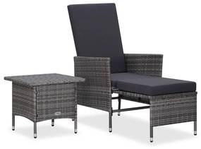 vidaXL 2 pcs conjunto lounge de jardim c/ almofadões vime PE cinzento