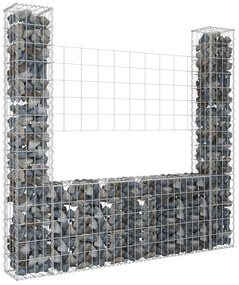 vidaXL Cesto gabião em forma de U c/ 2 postes 140x20x150 cm ferro
