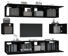 Conjunto móveis de TV 6 pcs madeira processada preto