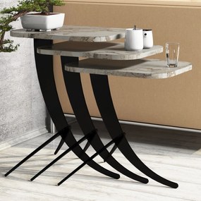 Conjunto de Mesas de Apoio Pion – Branco e Preto – 35x45x60 cm