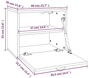 Armário de parede 40x30x35 cm madeira de pinho maciça cinza
