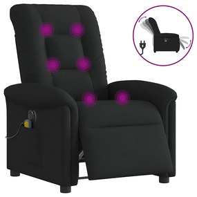vidaXL Poltrona reclinável de massagens elétrica tecido preto