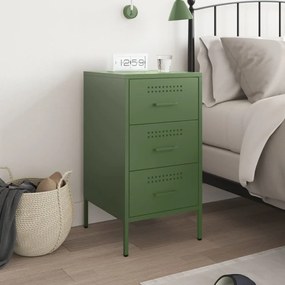 Mesa de cabeceira 36x39x68 cm aço verde-azeitona