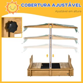 Caixa de Areia para Crianças de Madeira Caixa de Areia Infantil com To