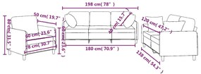 3 pcs conjunto de sofás com almofadas tecido cinza-acastanhado