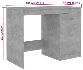 Secretária 100x50x76 cm derivados de madeira cinzento cimento