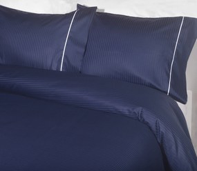 Jogo saco de edredão cetim 300 fios marinho - Rayas Jacquard: Para cama 180cm - 1 saco edredão 260 x 240 cm +  2 fronhas almofada 50x70 cm