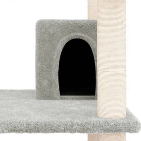 Árvore p/ gatos c/ postes arranhadores sisal 162 cm cinza-claro