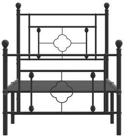 Estrutura de cama com cabeceira e pés 80x200 cm metal preto