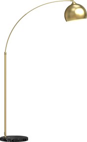 HOMCOM Candeeiro de Pé em Forma de Arco com Altura e Comprimento Ajustáveis com Interruptor de Pé 110-115x35x170-180 cm Dourado e Preto | Aosom Portugal