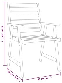 3 pcs conjunto de jantar para jardim madeira de acácia maciça